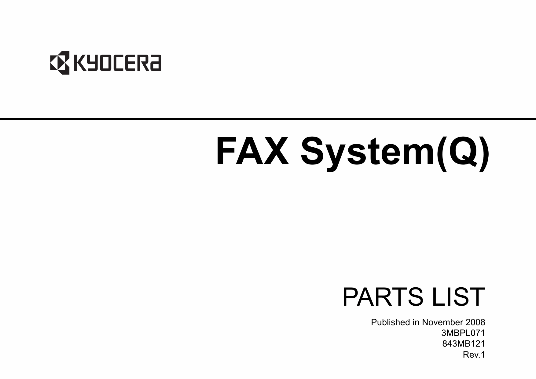 KYOCERA Options FAX-System-Q for TASKalfa 250ci 300ci 400c i500ci Parts Manual-1